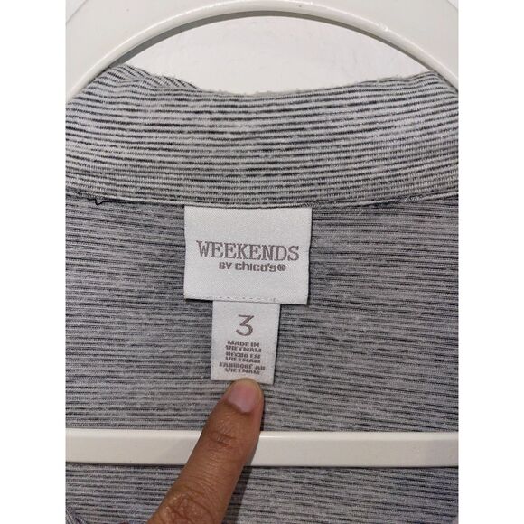 Chico's Zenergy Weekends Striped Zip Hoodie Jacket Sweatshirt Size 3 L/XL - Picture 3 of 7